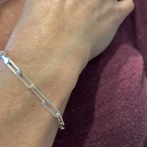 925 Silver Paper Clip Bracelet